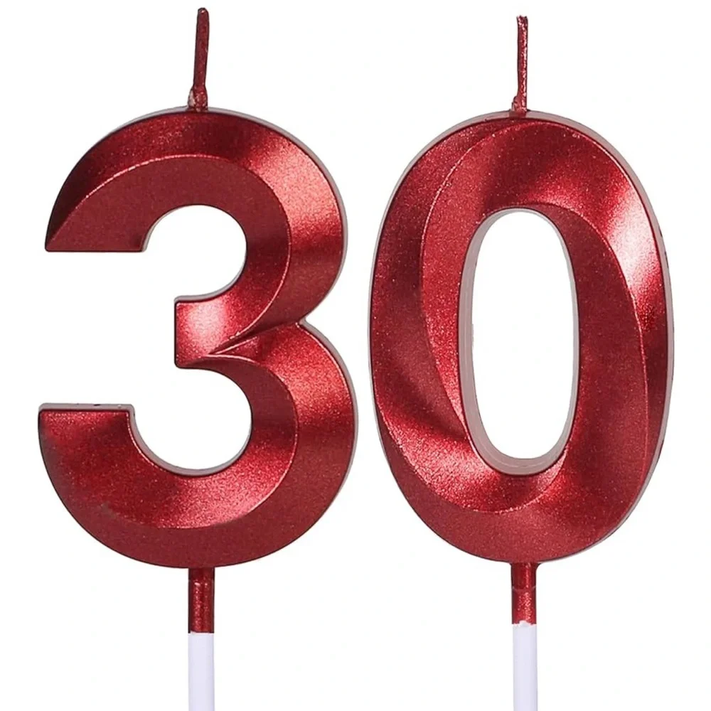 Red Number 30 Cake Topper